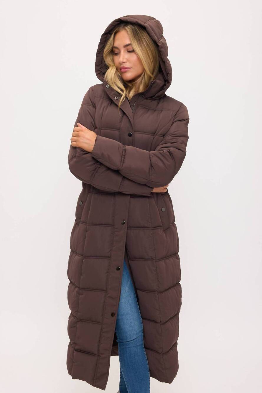 NEW COALITION LA long puffer coat in chocolate